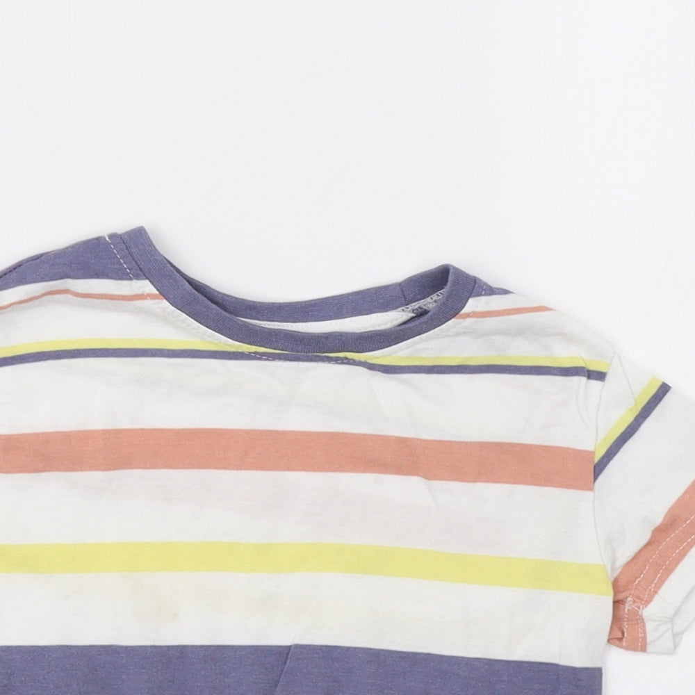 Primark Girls Multicoloured Striped  Basic T-Shirt Size 3-4 Years