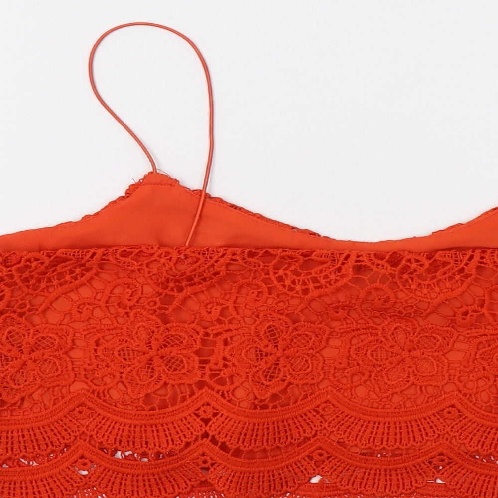 Diffuse Womens Red Floral  Cropped Tank Size 12