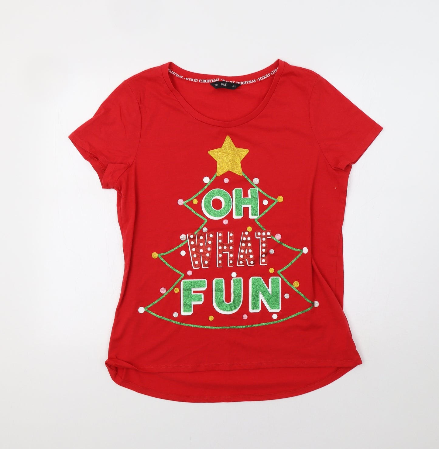 F&F Womens Red   Basic T-Shirt Size 14  - Christmas Top