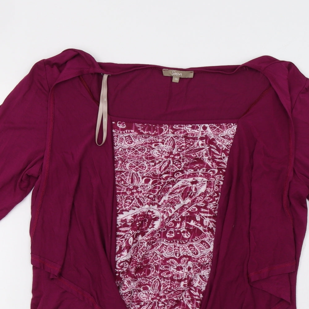 Soon Womens Purple Paisley  Tunic Blouse Size 16