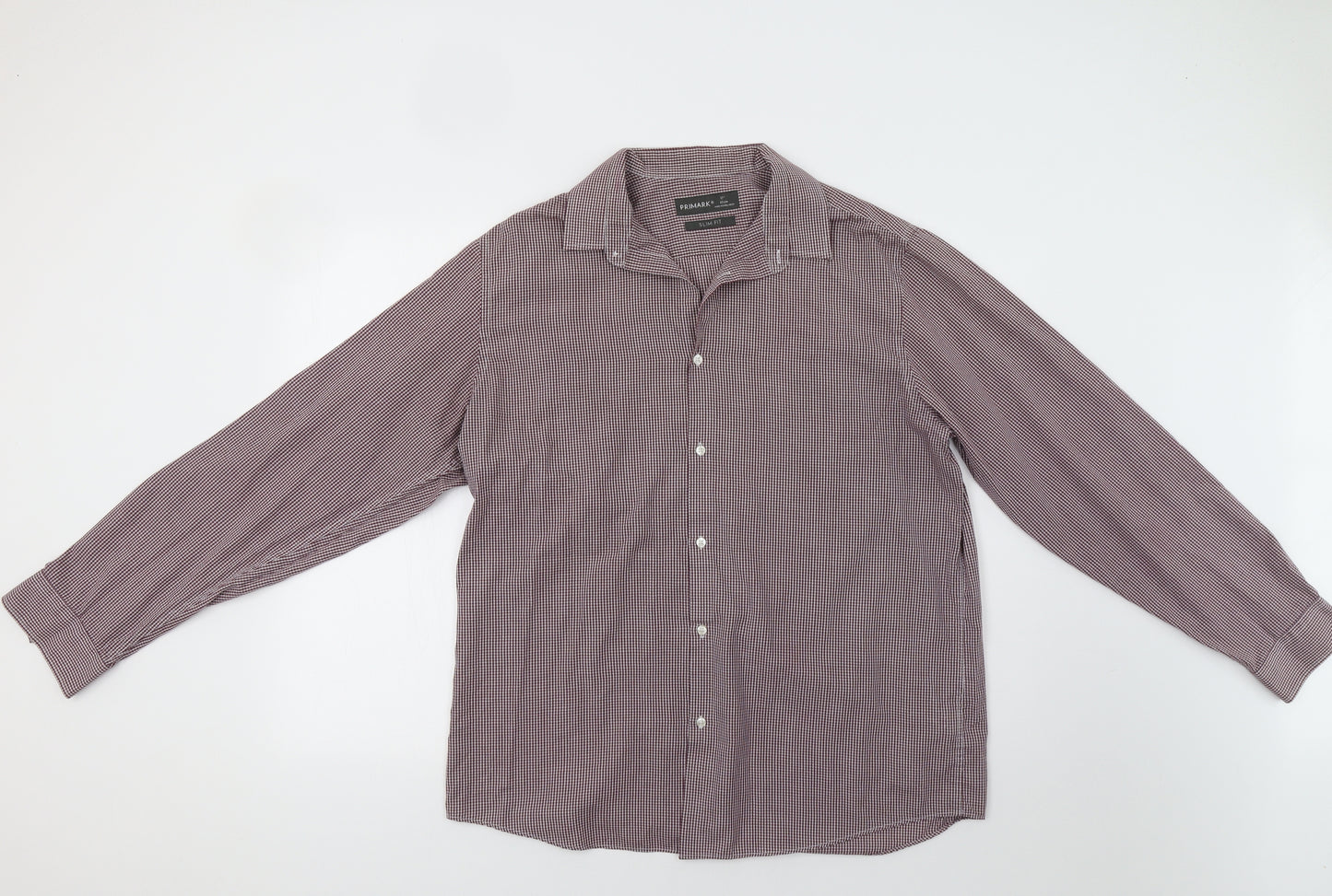 Primark Mens Red Check   Dress Shirt Size 17