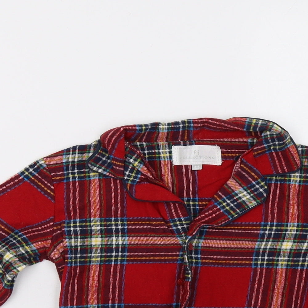 PJ Collection Girls Red Check  Top Pyjama Top Size 3-4 Years