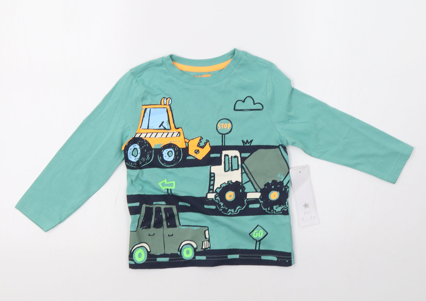 F&F Boys Green   Basic T-Shirt Size 3-4 Years  - Trucks