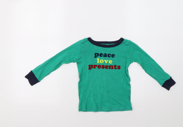Gymboree Girls Green Basic T-Shirt Size 3 Years - Christmas Top