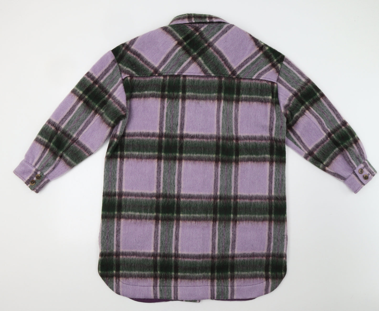White Stuff Womens Purple Check  Overcoat Coatigan Size 12