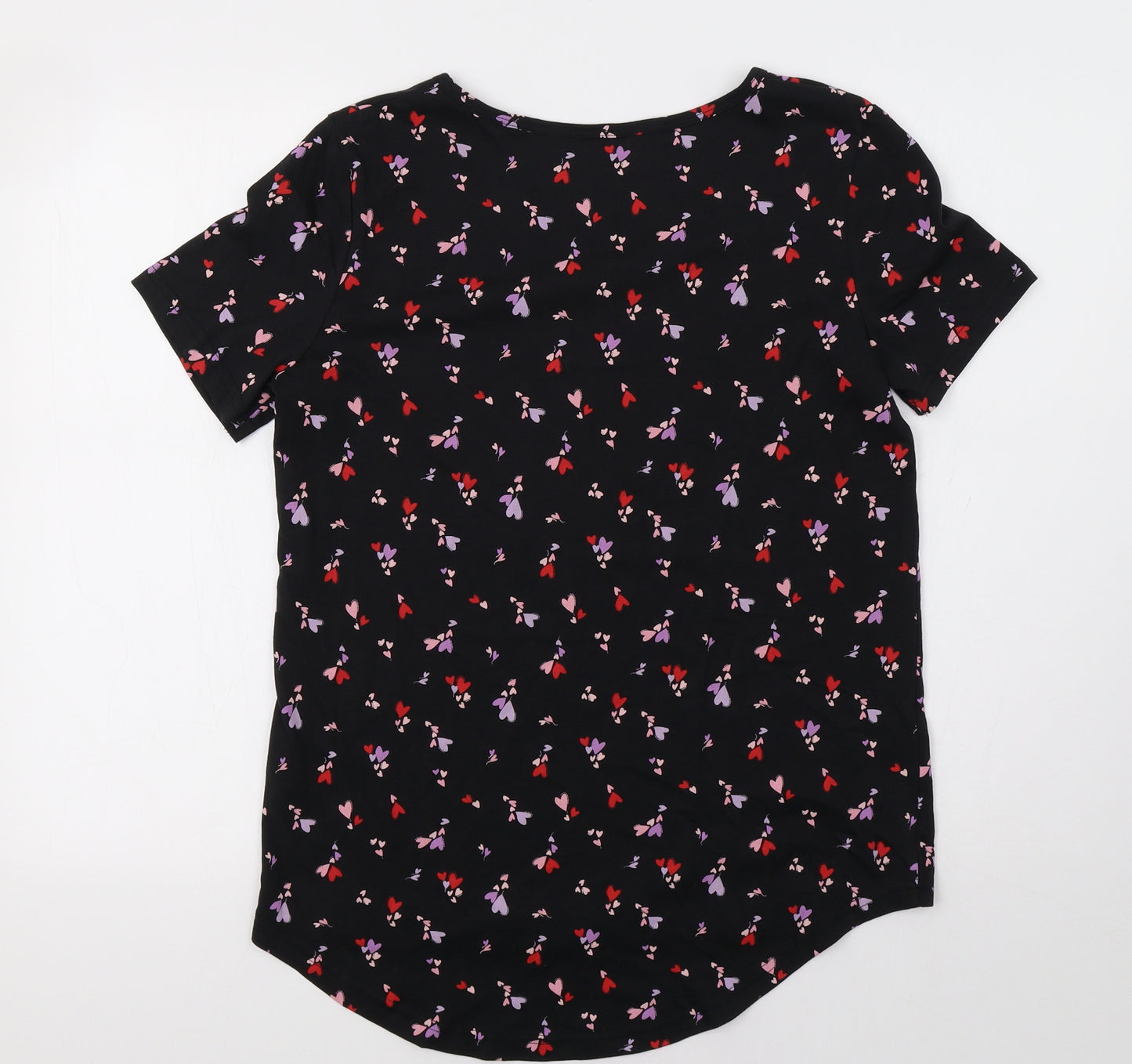 Nutmeg Womens Black   Basic T-Shirt Size 12  - Heart Print