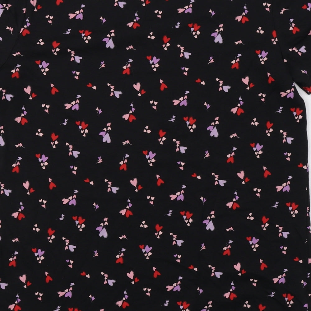 Nutmeg Womens Black   Basic T-Shirt Size 12  - Heart Print