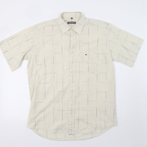 Jupiter Mens Beige Check   Button-Up Size L