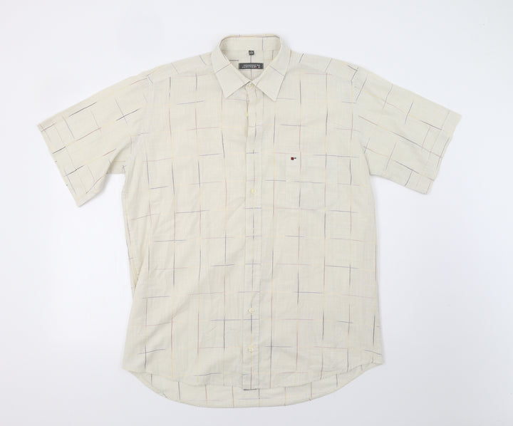 Jupiter Mens Beige Check Button-Up Size L