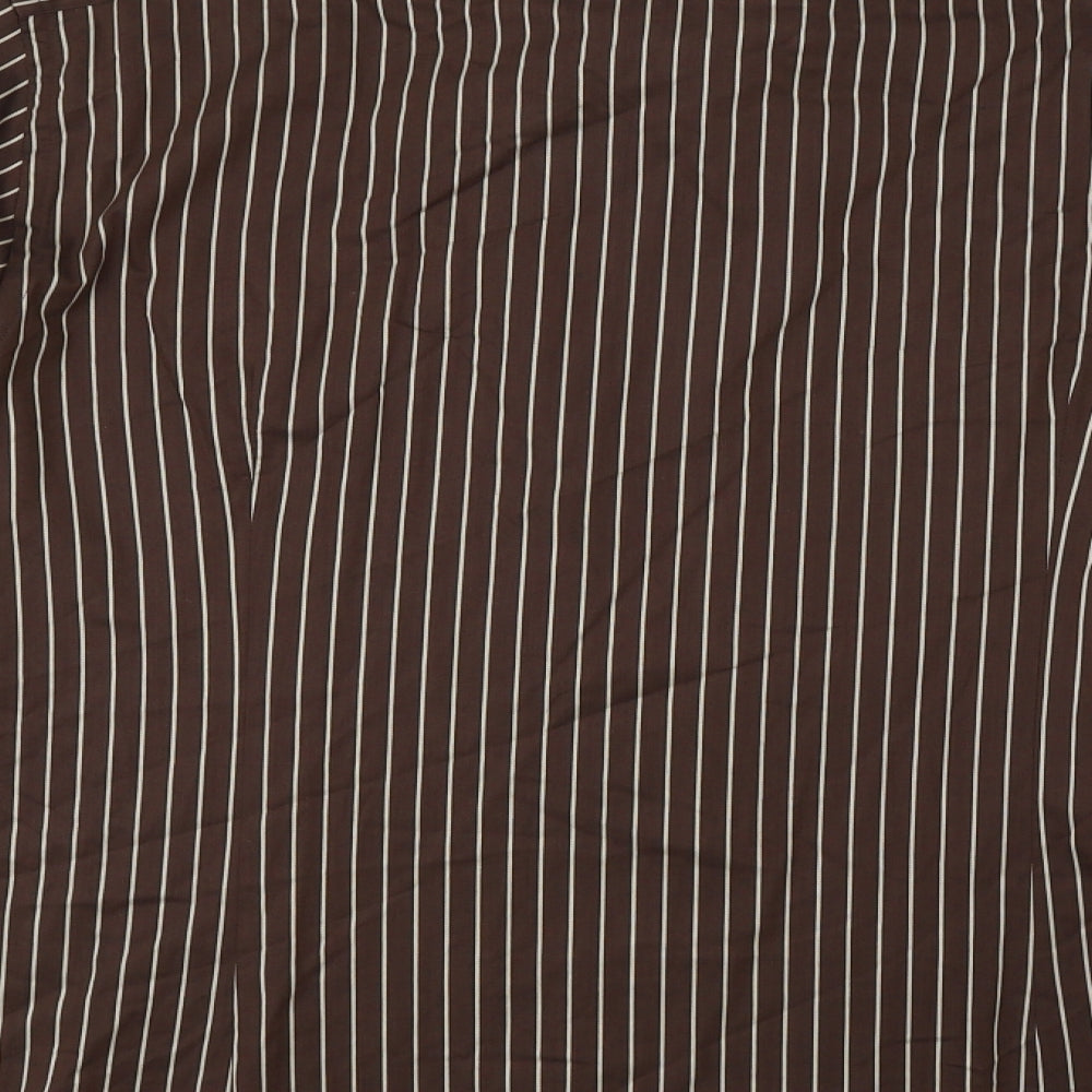 Peter Werth Mens Brown Striped   Dress Shirt Size L