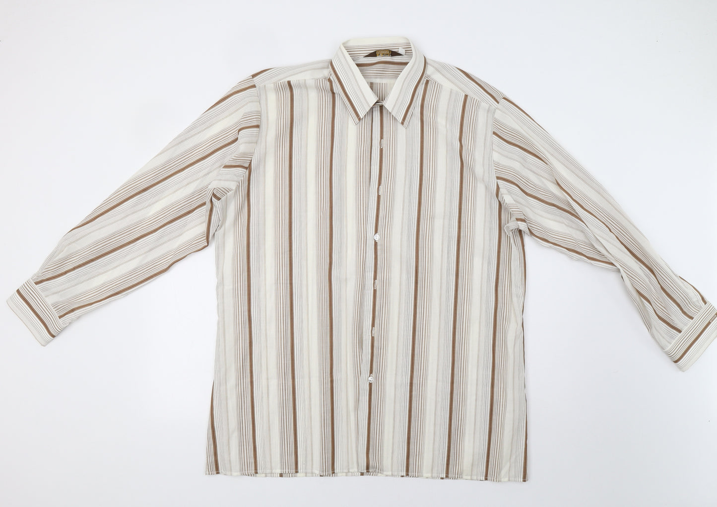 Barry Disley Mens Beige Striped   Dress Shirt Size 17