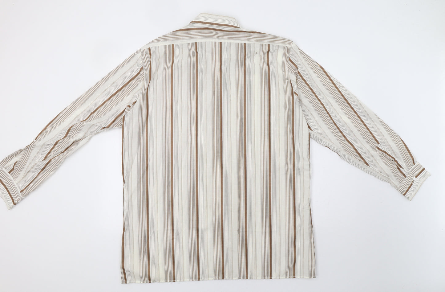 Barry Disley Mens Beige Striped   Dress Shirt Size 17