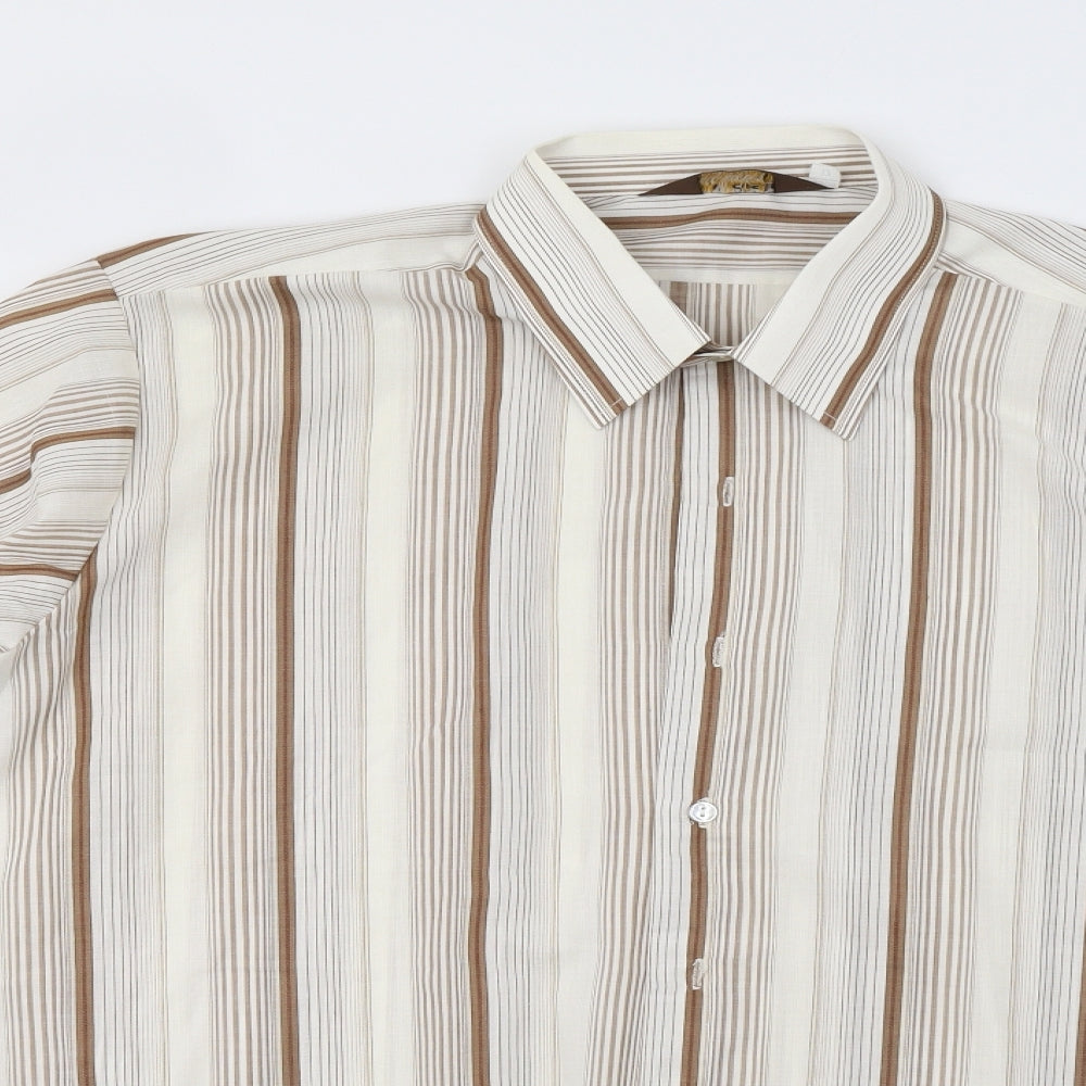 Barry Disley Mens Beige Striped   Dress Shirt Size 17
