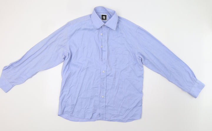 Roccobarocco Mens Blue Button-Up Size 16.5