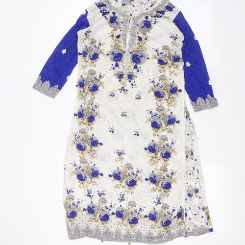 Preworn Womens White Floral  A-Line  Size S