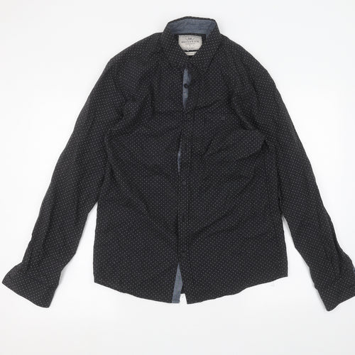 Brunswick Mens Black Polka Dot   Dress Shirt Size S