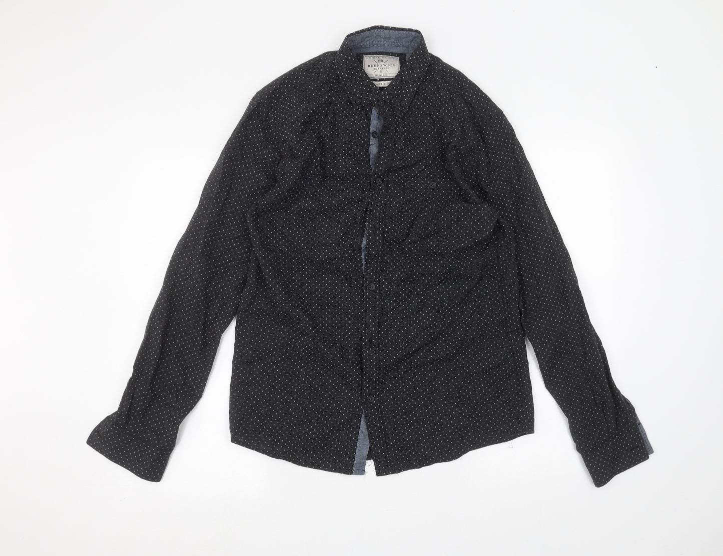 Brunswick Mens Black Polka Dot   Dress Shirt Size S