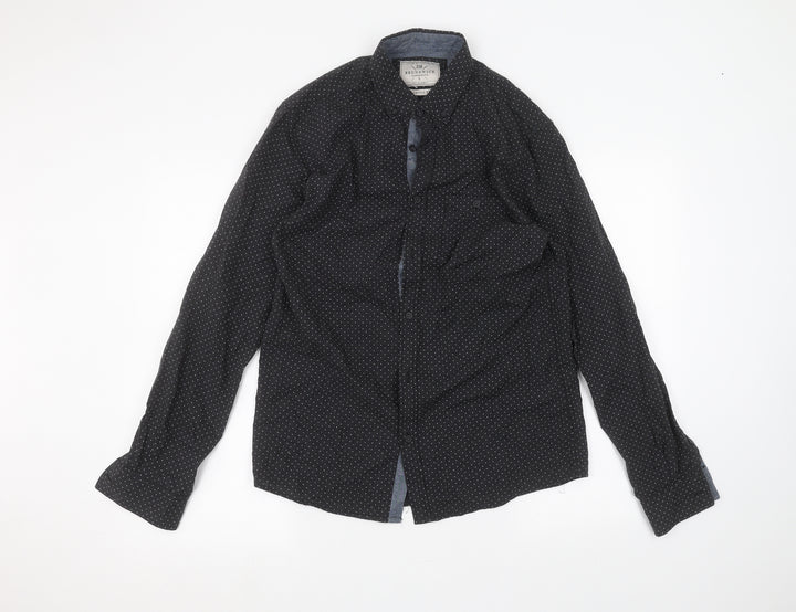 Brunswick Mens Black Polka Dot   Dress Shirt Size S