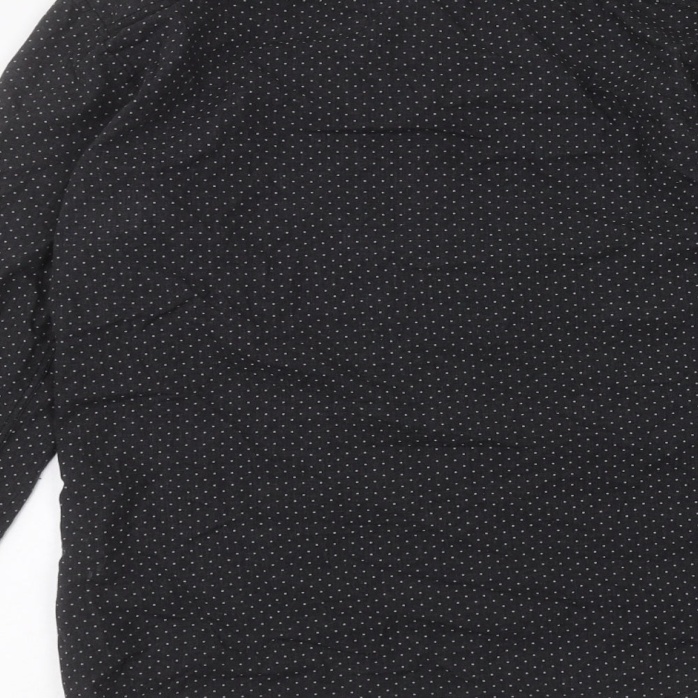 Brunswick Mens Black Polka Dot   Dress Shirt Size S