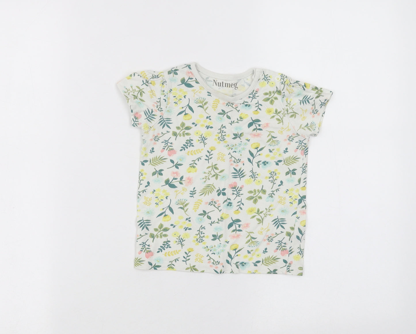 Nutmeg Baby White Floral  Basic T-Shirt Size 12-18 Months
