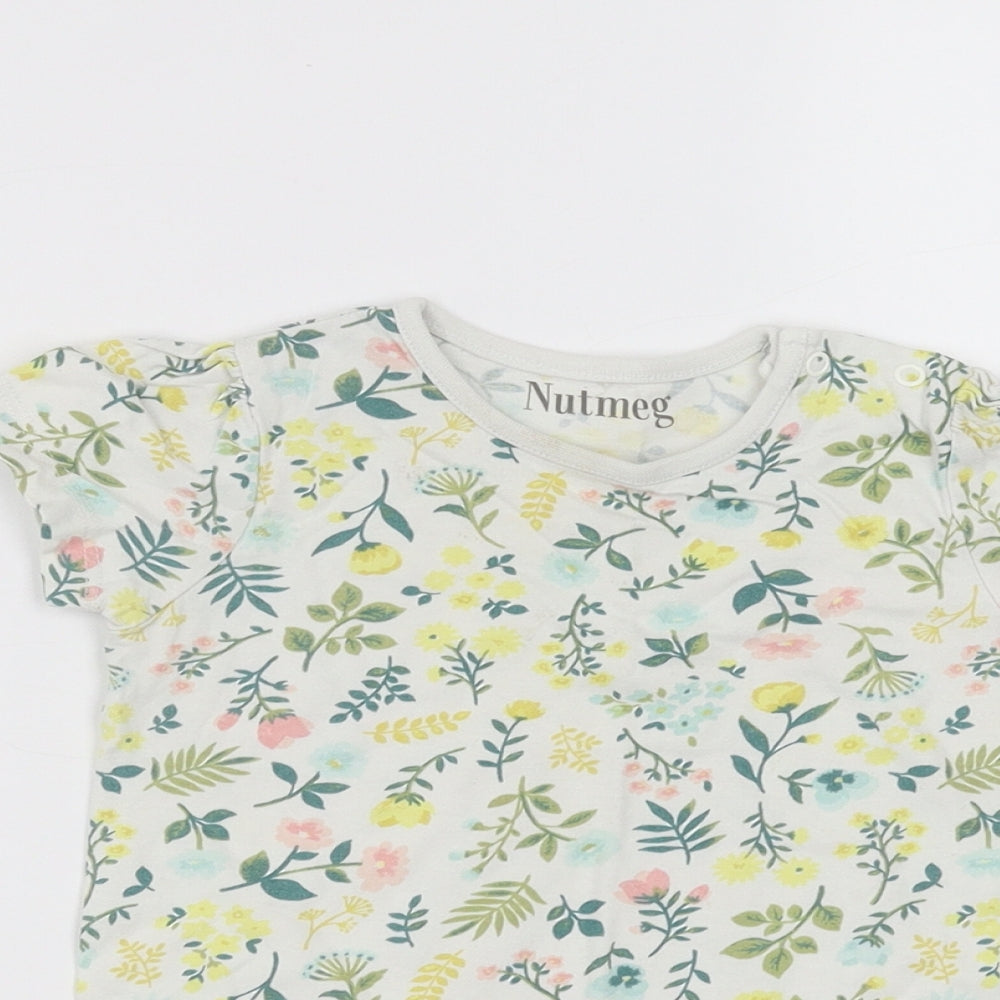Nutmeg Baby White Floral  Basic T-Shirt Size 12-18 Months