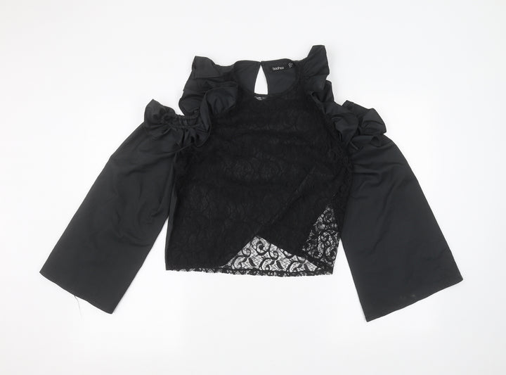 Boohoo Womens Black Basic T-Shirt Size 8