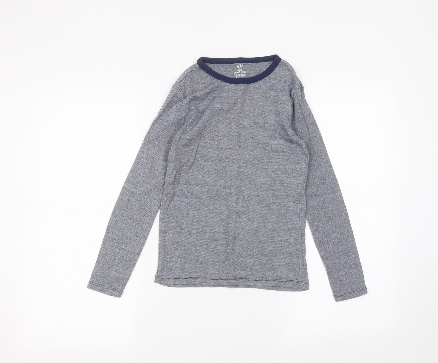 H&M Girls Blue Striped  Basic T-Shirt Size 9-10 Years