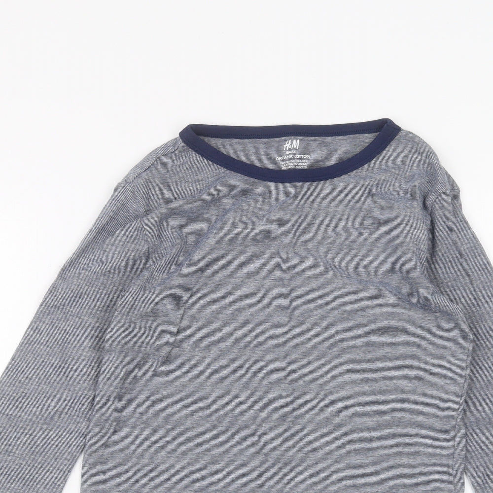 H&M Girls Blue Striped  Basic T-Shirt Size 9-10 Years