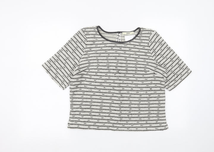 Oasis Womens White Striped Basic T-Shirt Size M
