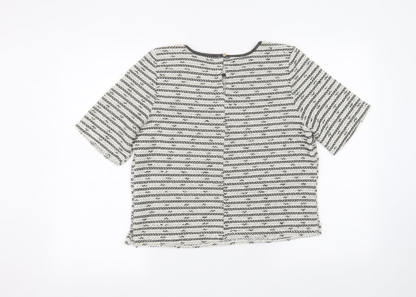 Oasis Womens White Striped  Basic T-Shirt Size M