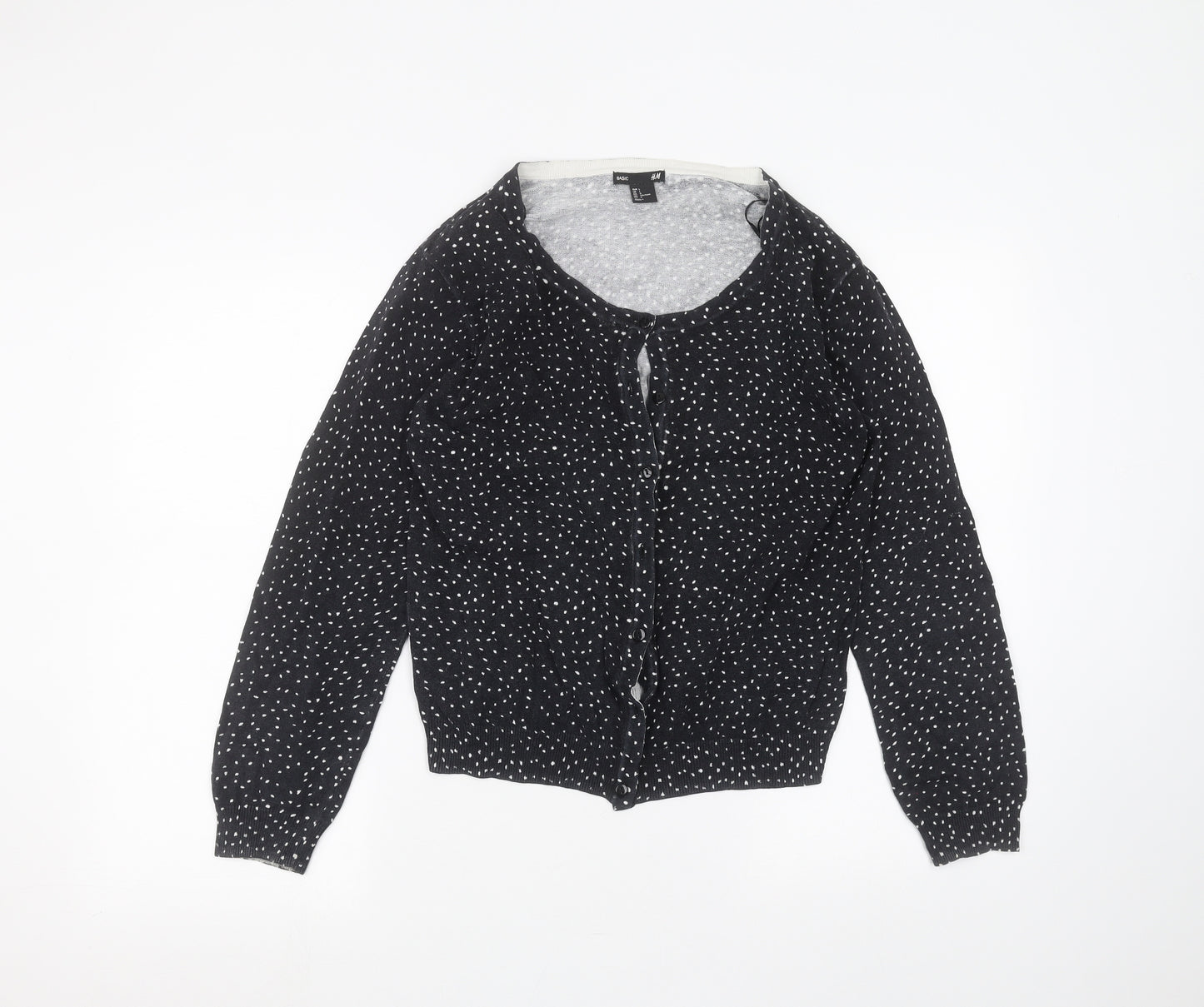 H&M Womens Black Polka Dot  Cardigan Jumper Size L