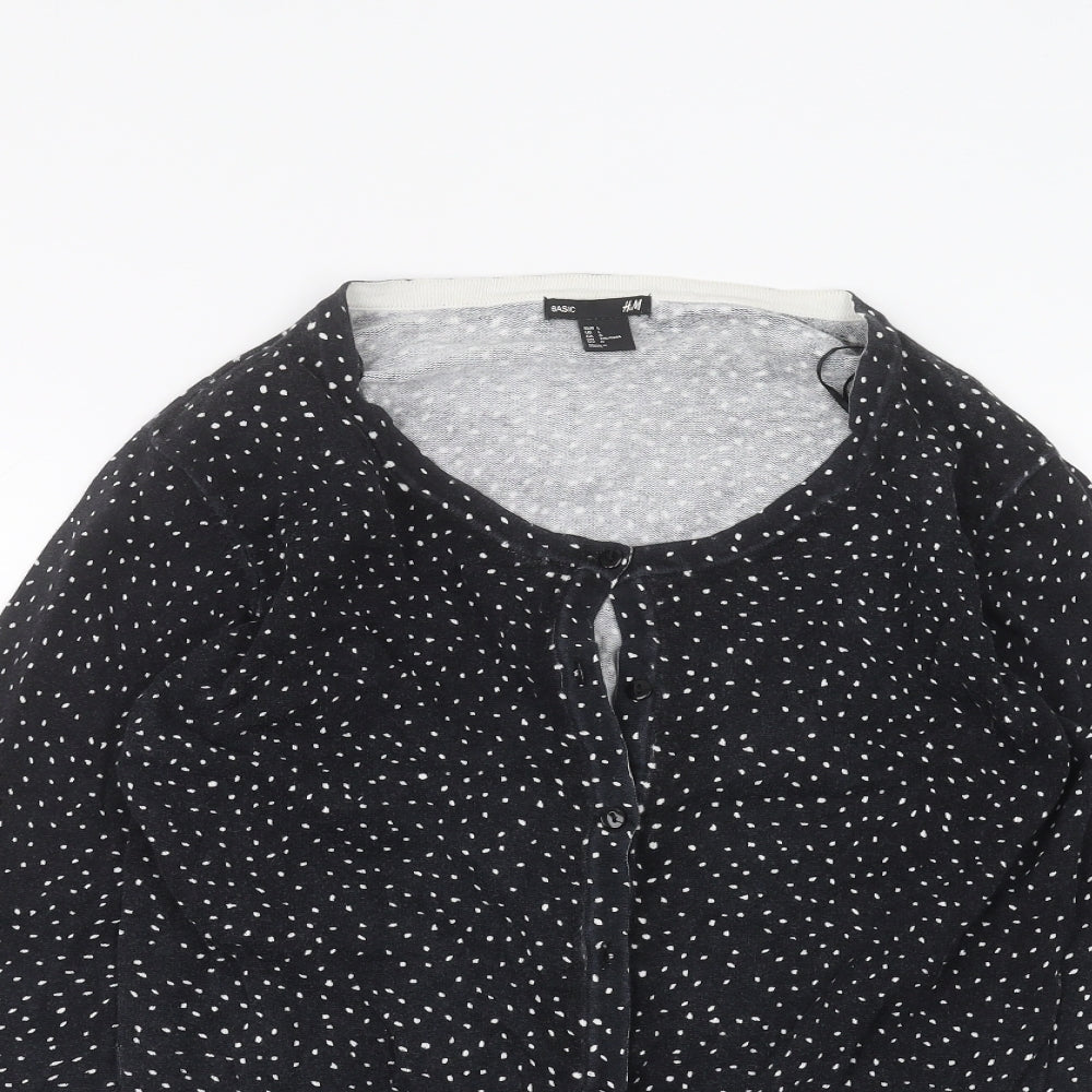 H&M Womens Black Polka Dot  Cardigan Jumper Size L