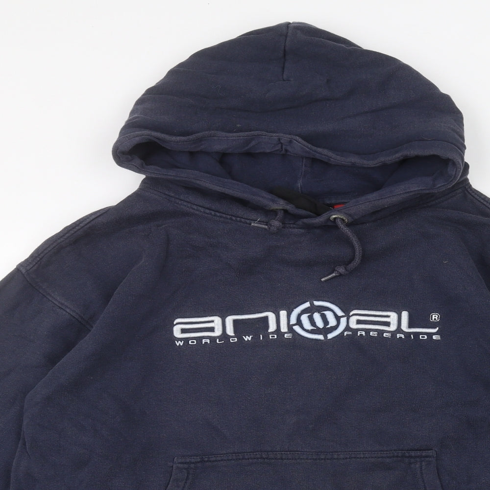 Animal Mens Blue   Pullover Hoodie Size M