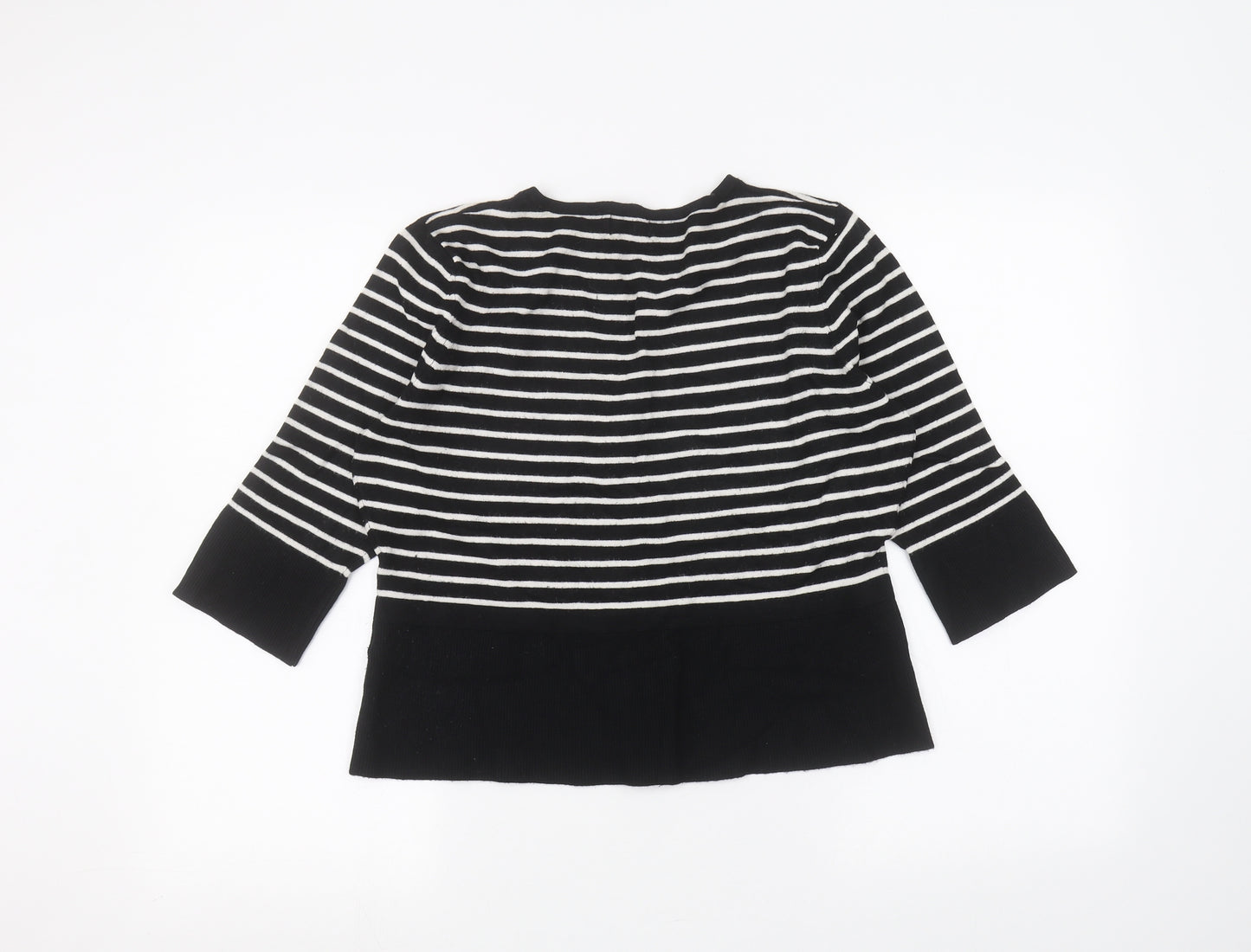 Kaliko Womens Black Striped  Basic T-Shirt Size 16