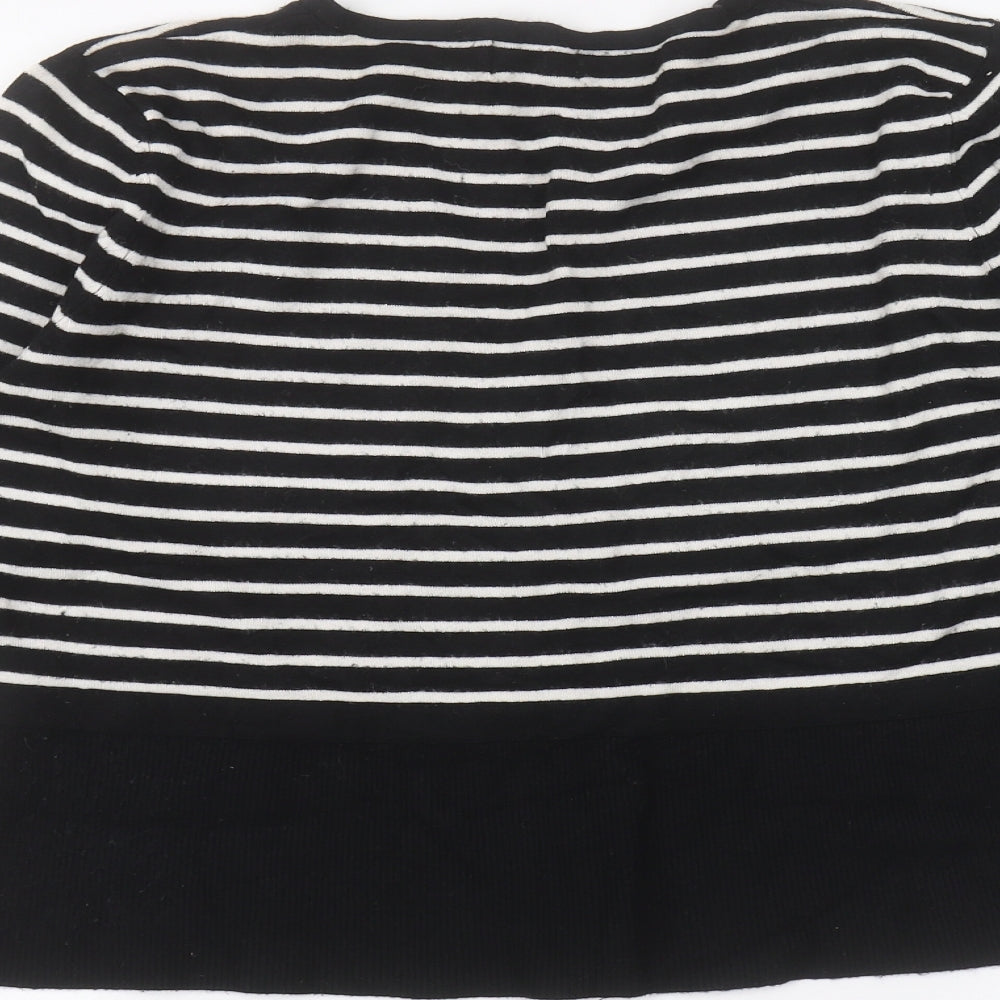 Kaliko Womens Black Striped  Basic T-Shirt Size 16