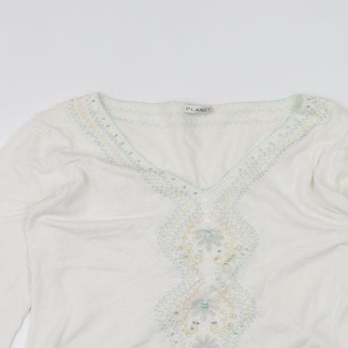 planet Womens White   Pullover Jumper Size M