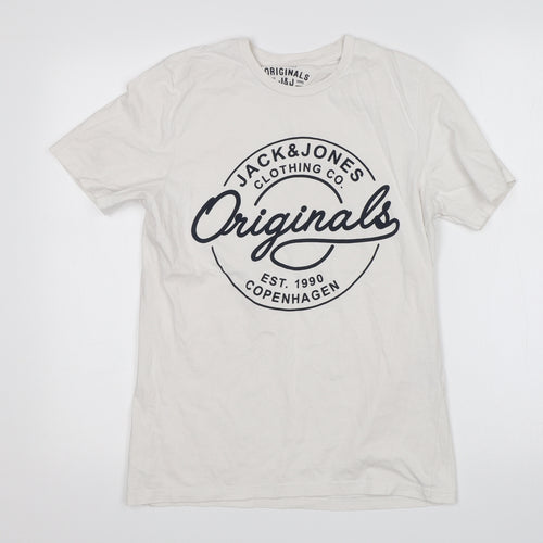 JACK & JONES Mens White    T-Shirt Size S