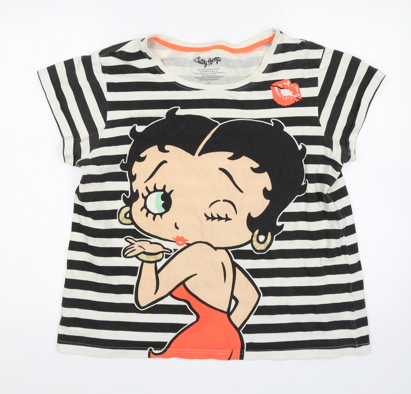Primark Womens Multicoloured Striped  Top Pyjama Top Size L  - Betty Boop