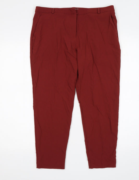 Front view of ASOS women’s red cropped trousers, size UK 12, 24-inch leg