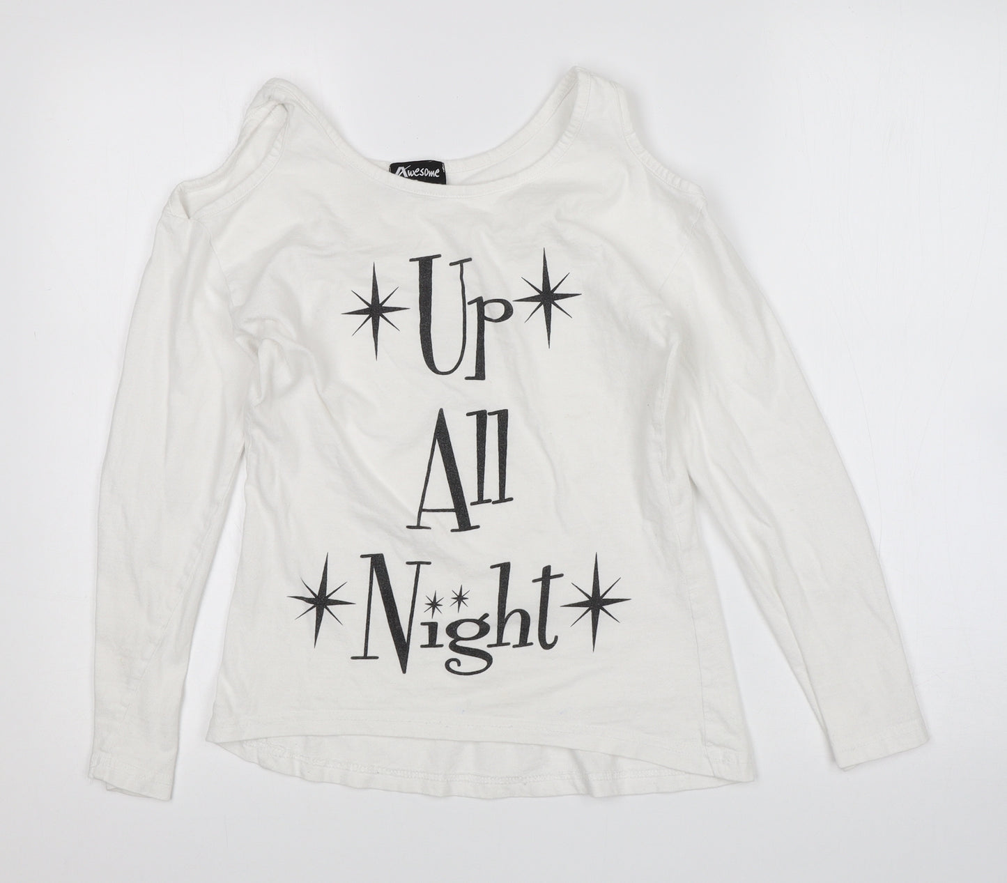 Awesome Womens White   Basic T-Shirt Size S