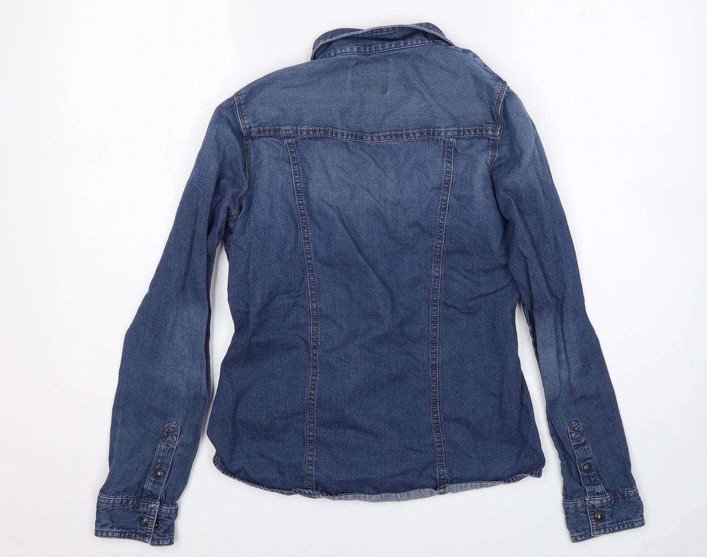 NEXT Womens Blue   Basic Button-Up Size 8