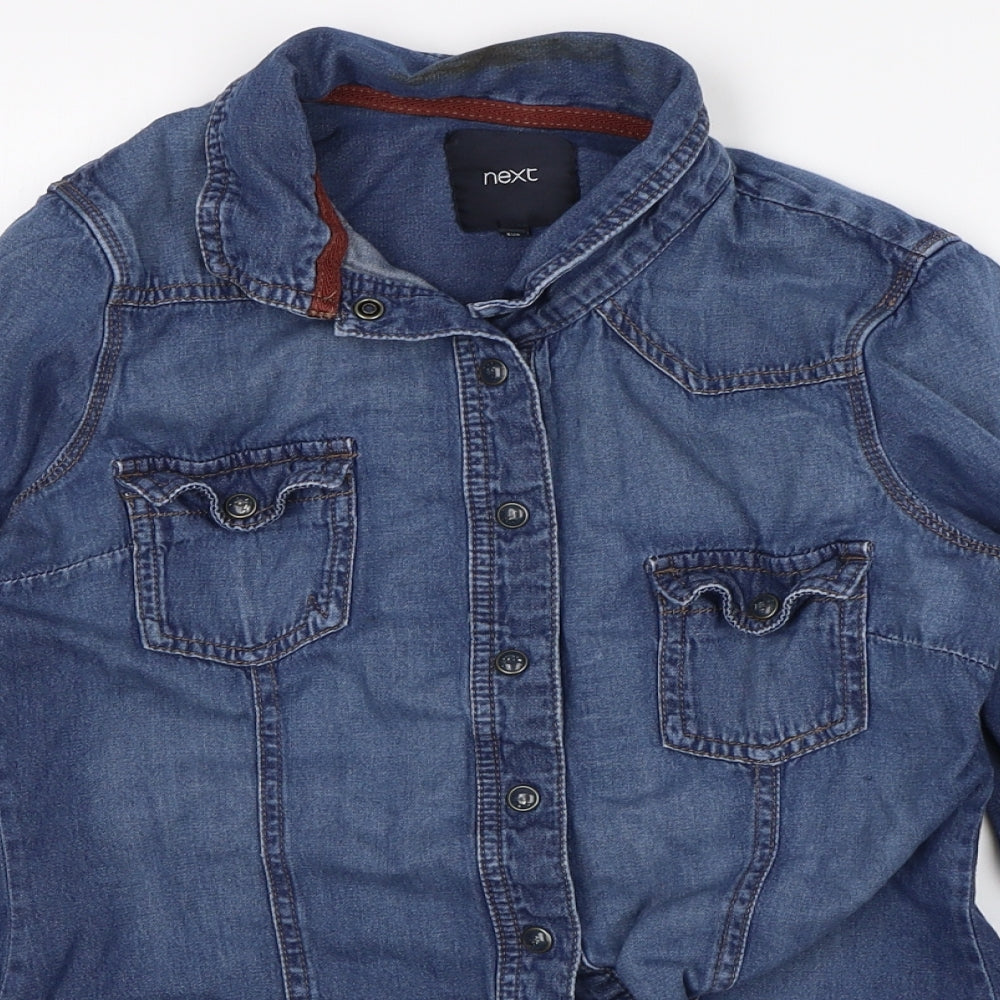 NEXT Womens Blue   Basic Button-Up Size 8