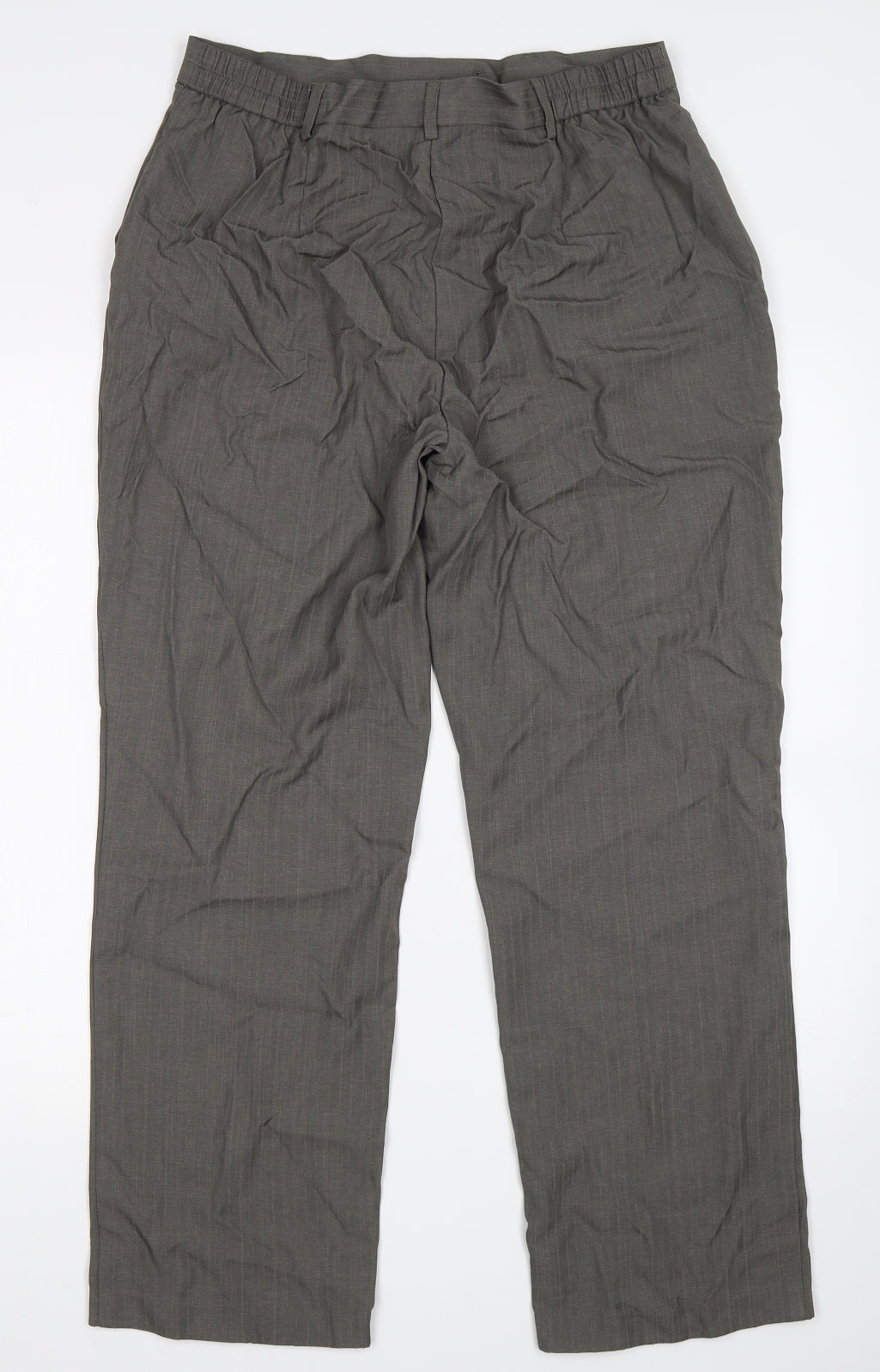 M&S Womens Grey Striped  Trousers  Size 14 L27 in