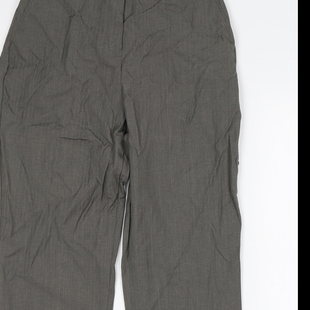 M&S Womens Grey Striped  Trousers  Size 14 L27 in