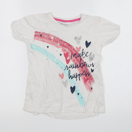 Minnie Minors Girls White   Basic T-Shirt Size 4 Years