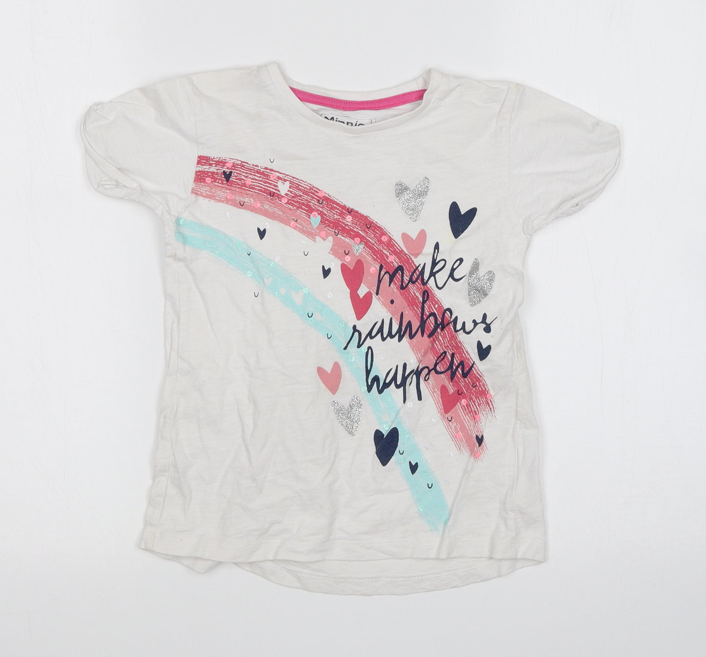 Minnie Minors Girls White   Basic T-Shirt Size 4 Years