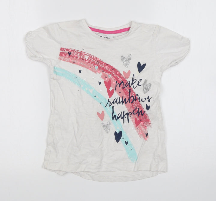 Minnie Minors Girls White   Basic T-Shirt Size 4 Years