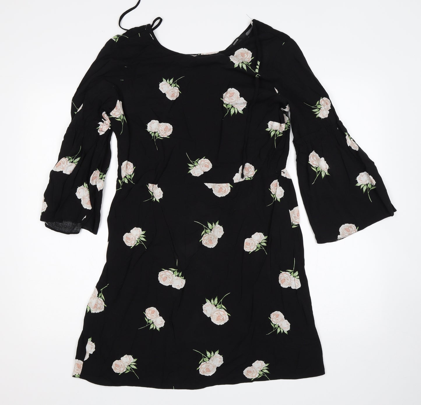 George Womens Black Floral  A-Line  Size 12
