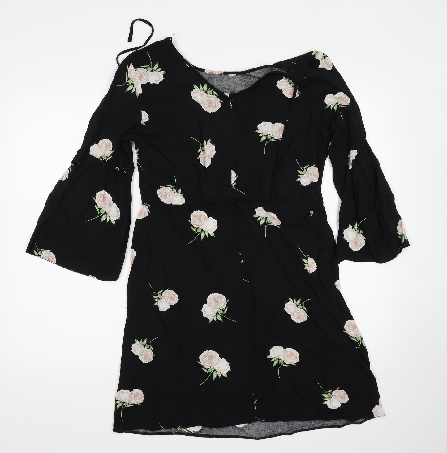 George Womens Black Floral  A-Line  Size 12