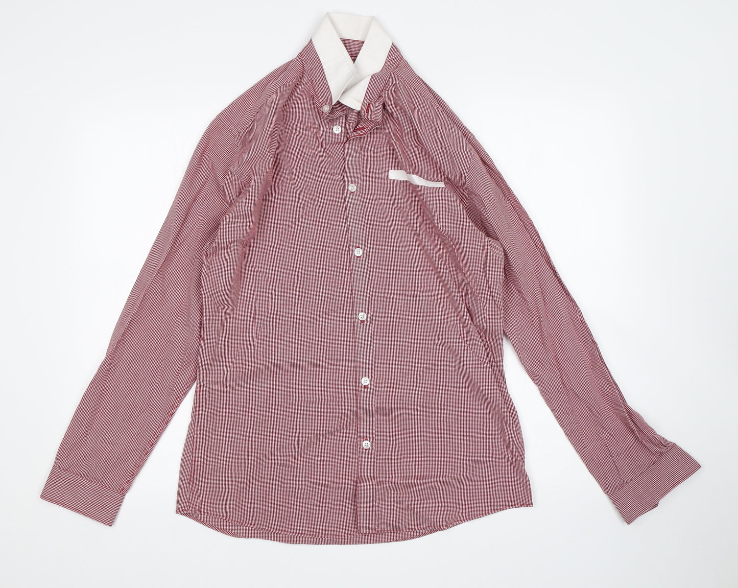 Cedar Wood State Mens Red Check   Dress Shirt Size 15